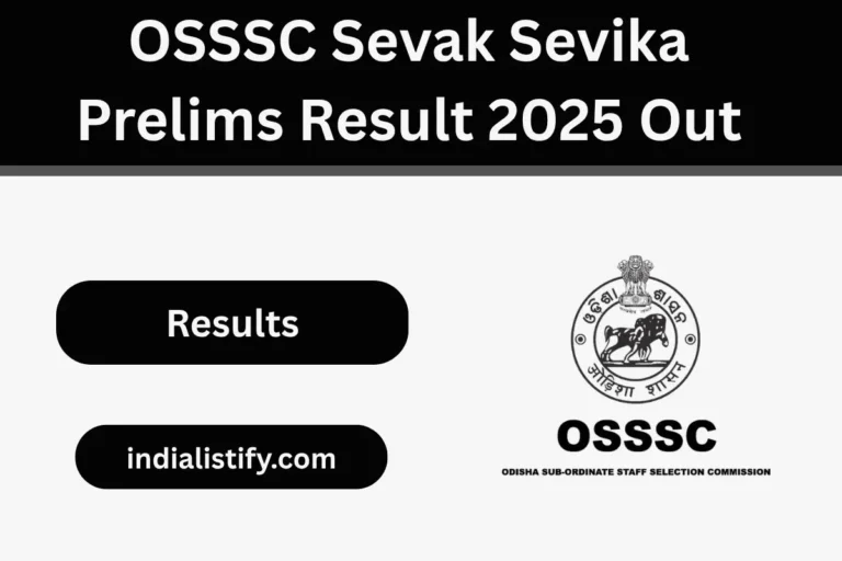 OSSSC Sevak Sevika Prelims Result 2025 Out