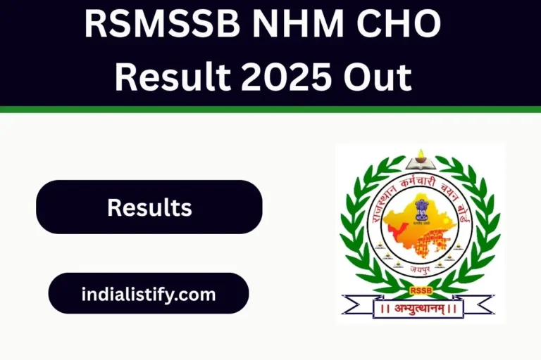 RSMSSB NHM CHO Result 2025 Out